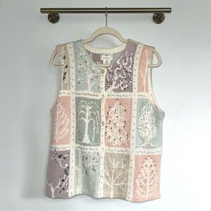 Vintage Pastel Patchwork Knit Christmas Vest